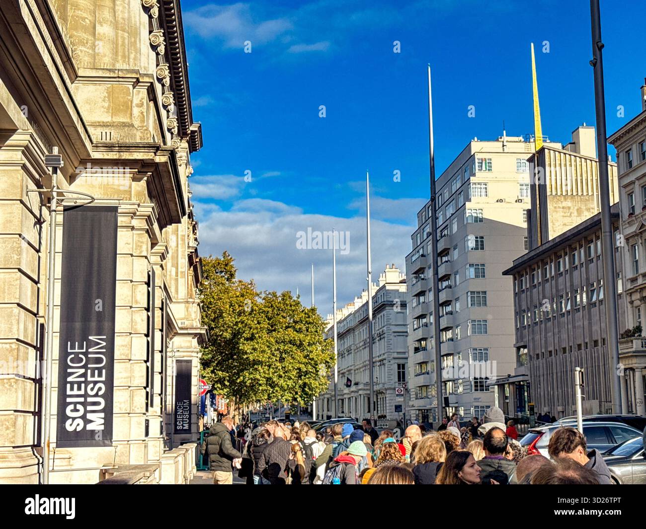 London, England, UK - 25 October 2025: People queuing outside the Science Museum in Kensington in west London - Smartphone Captured Stock Image