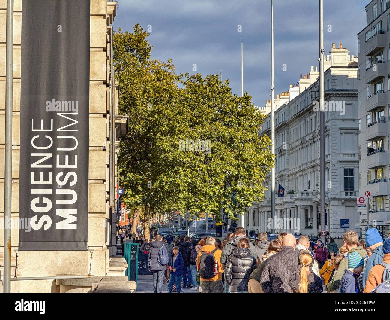 London, England, UK - 25 October 2025: People queuing outside the Science Museum in Kensington in west London - Smartphone Captured Stock Image