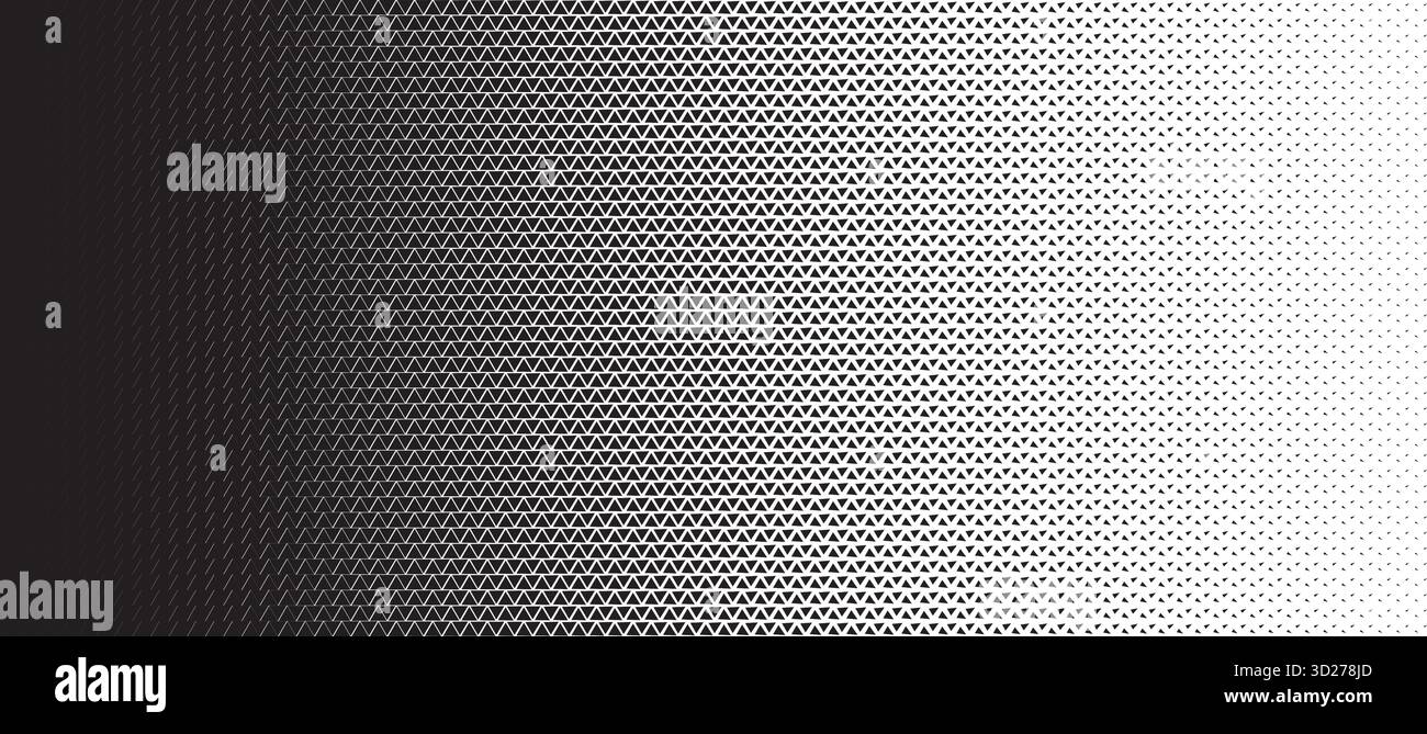 Triangle linear halftone pattern background. Abstract geometric backdrop with trendy mosaic effect. Dynamic fade. Stock Vector