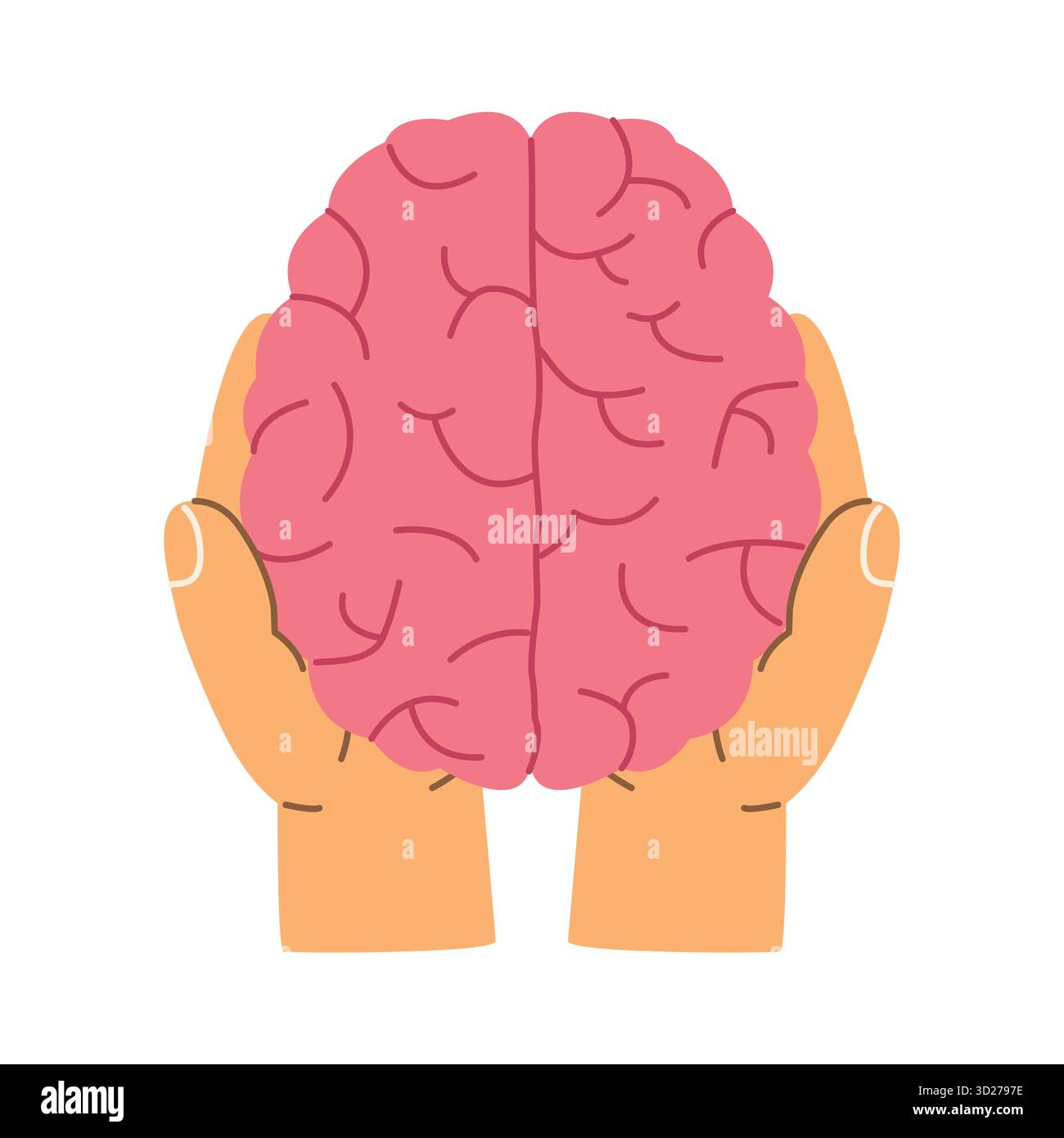 hands gently holding a brain, symbolizing mental health, care ...