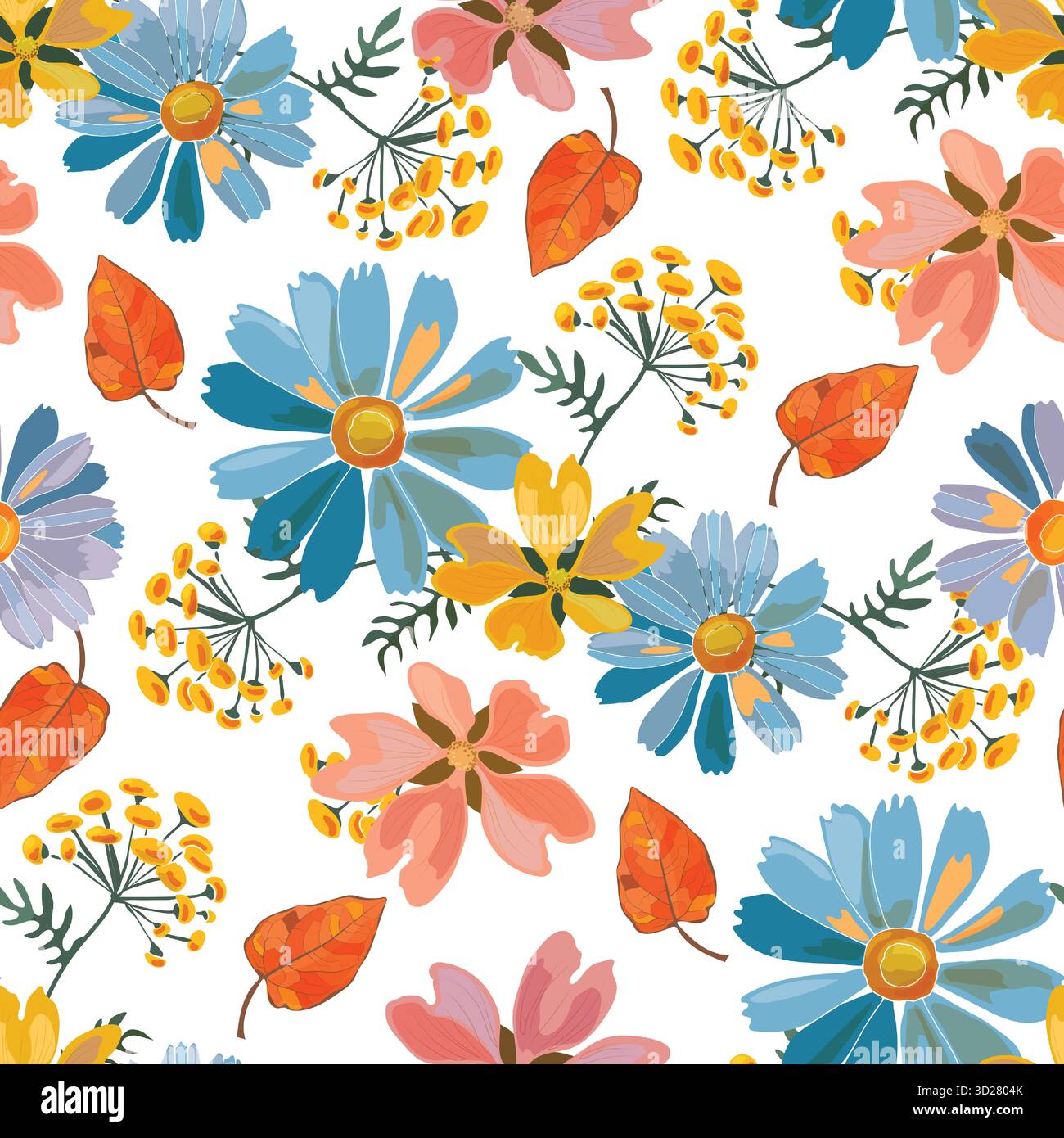 Vector floral seamless pattern in watercolor style Stock Vector