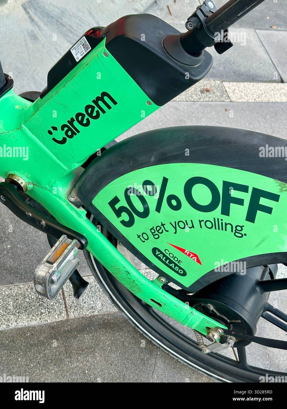Green Careem Rental Bikes Dubai - Smartphone Captured Stock Image