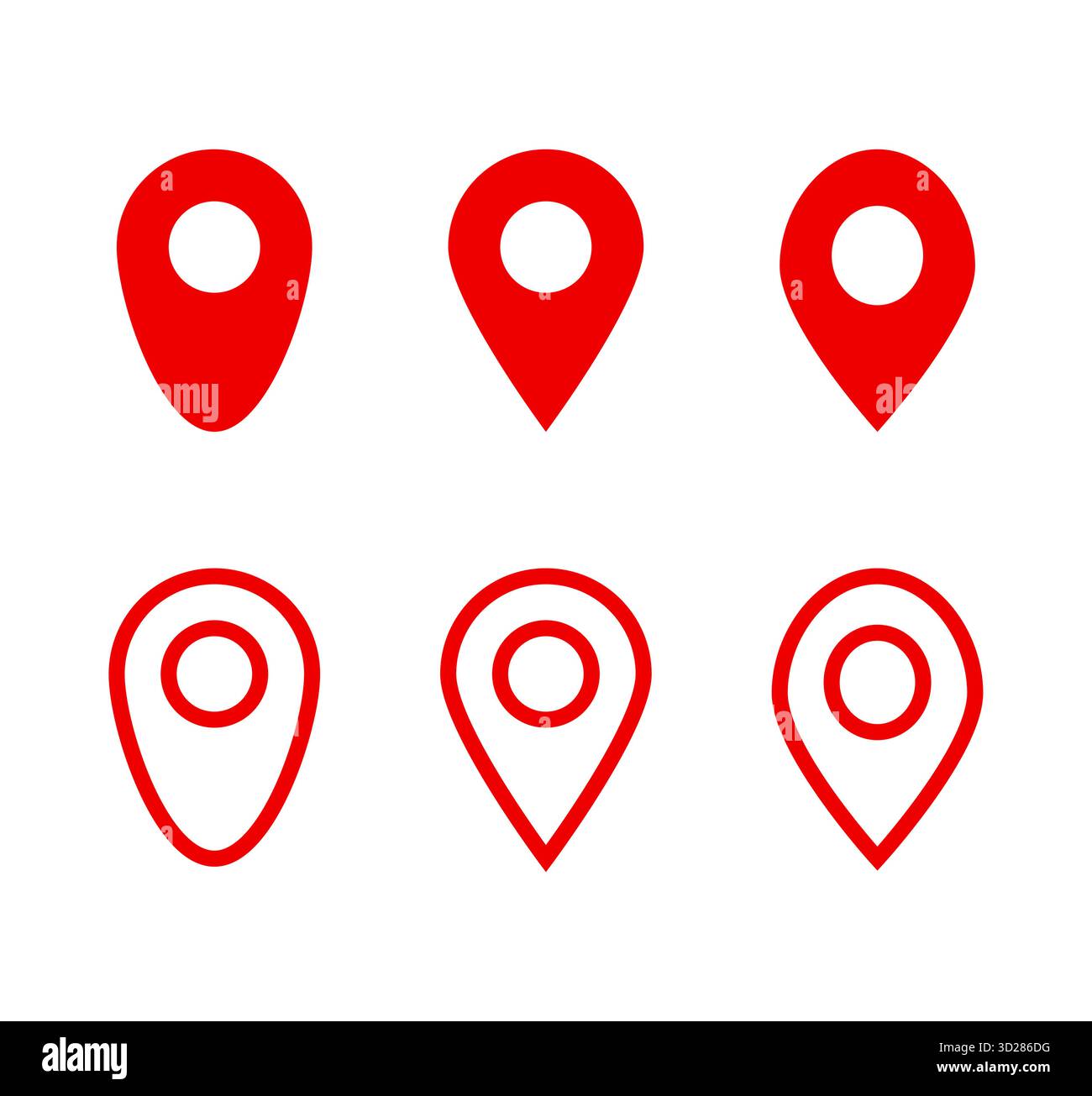 Red location map pins vector set for navigation Stock Vector