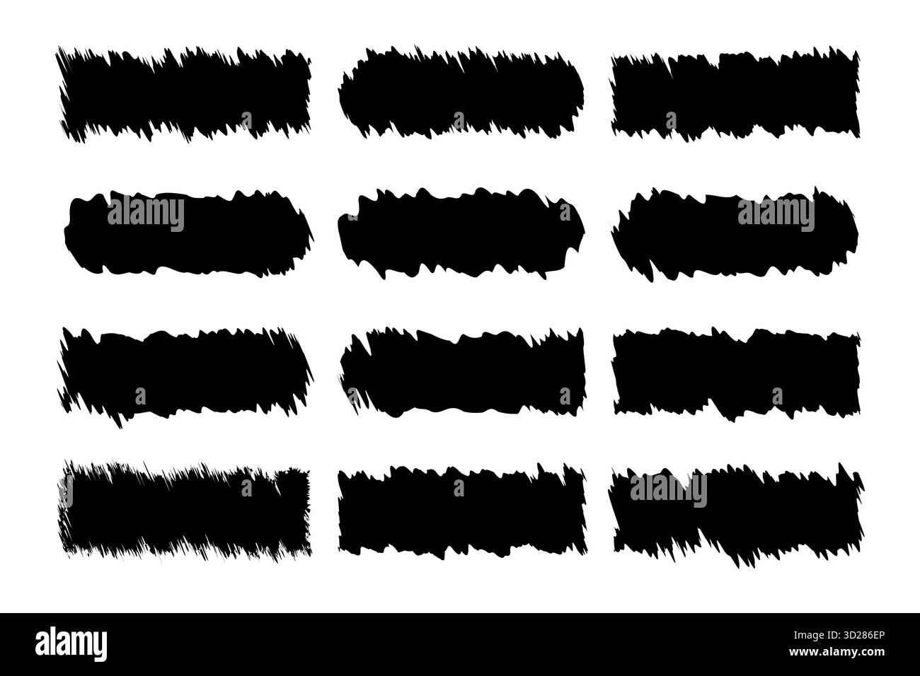 Vector collection of black grunge brush stroke shapes for graphic ...