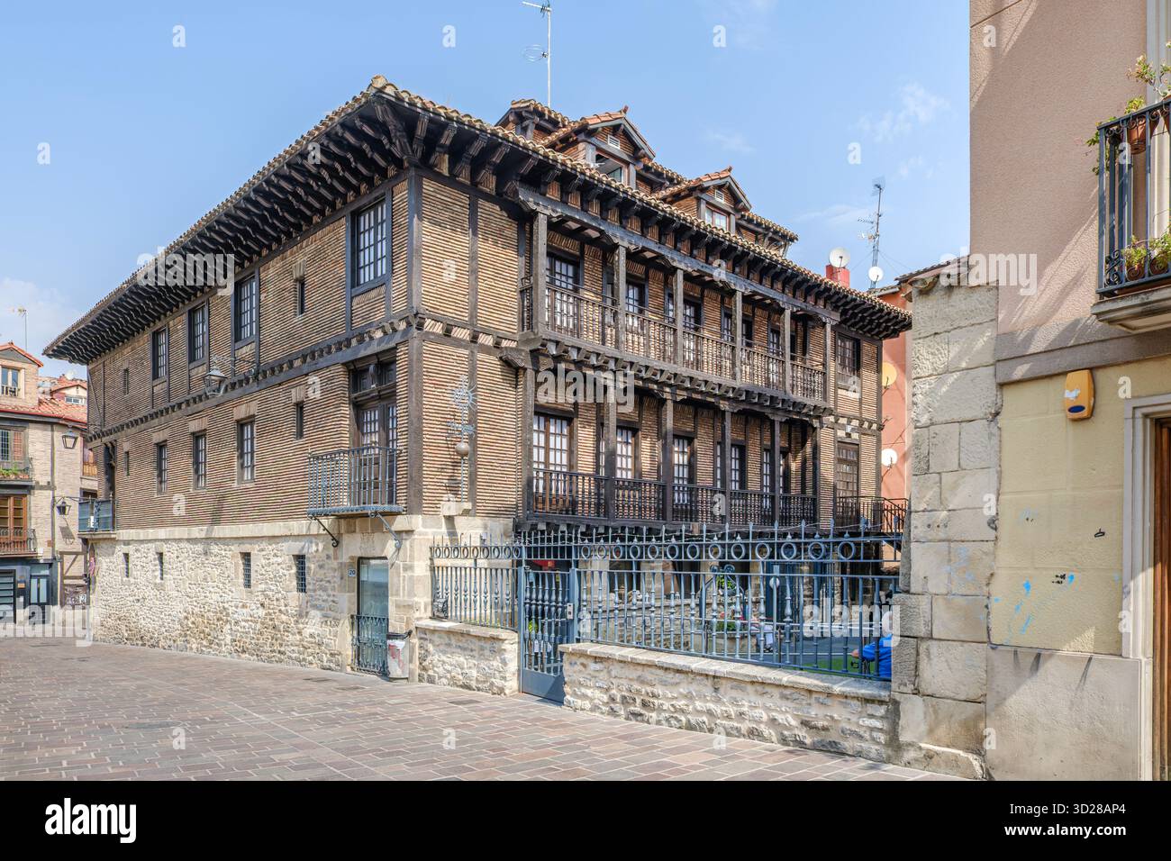 Basque Medieval Historic Basque Building in Vitoria Gasteiz, Spain, featuring medieval ...