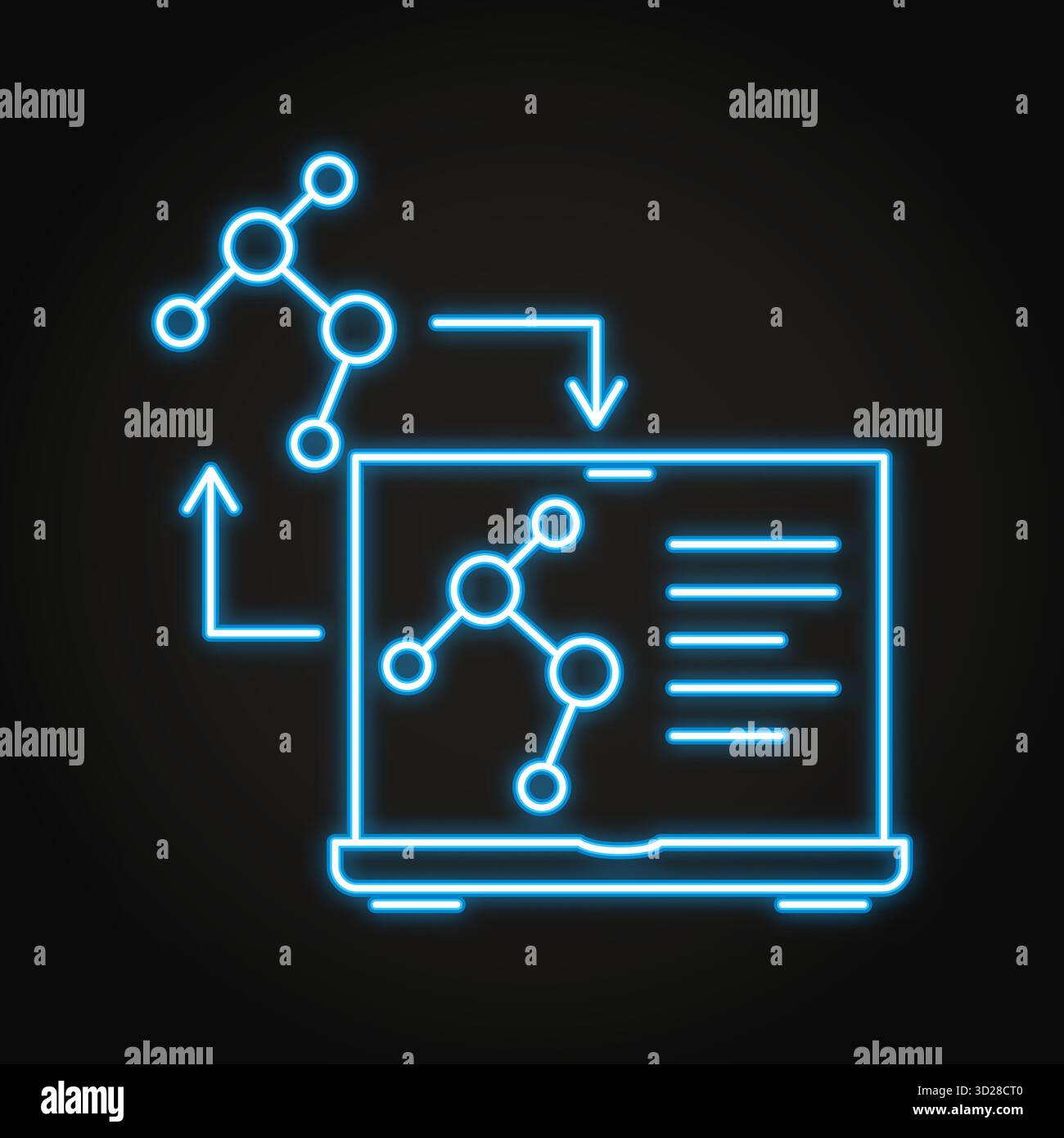 Digital twin model neon icon. Vector illustration Stock Vector