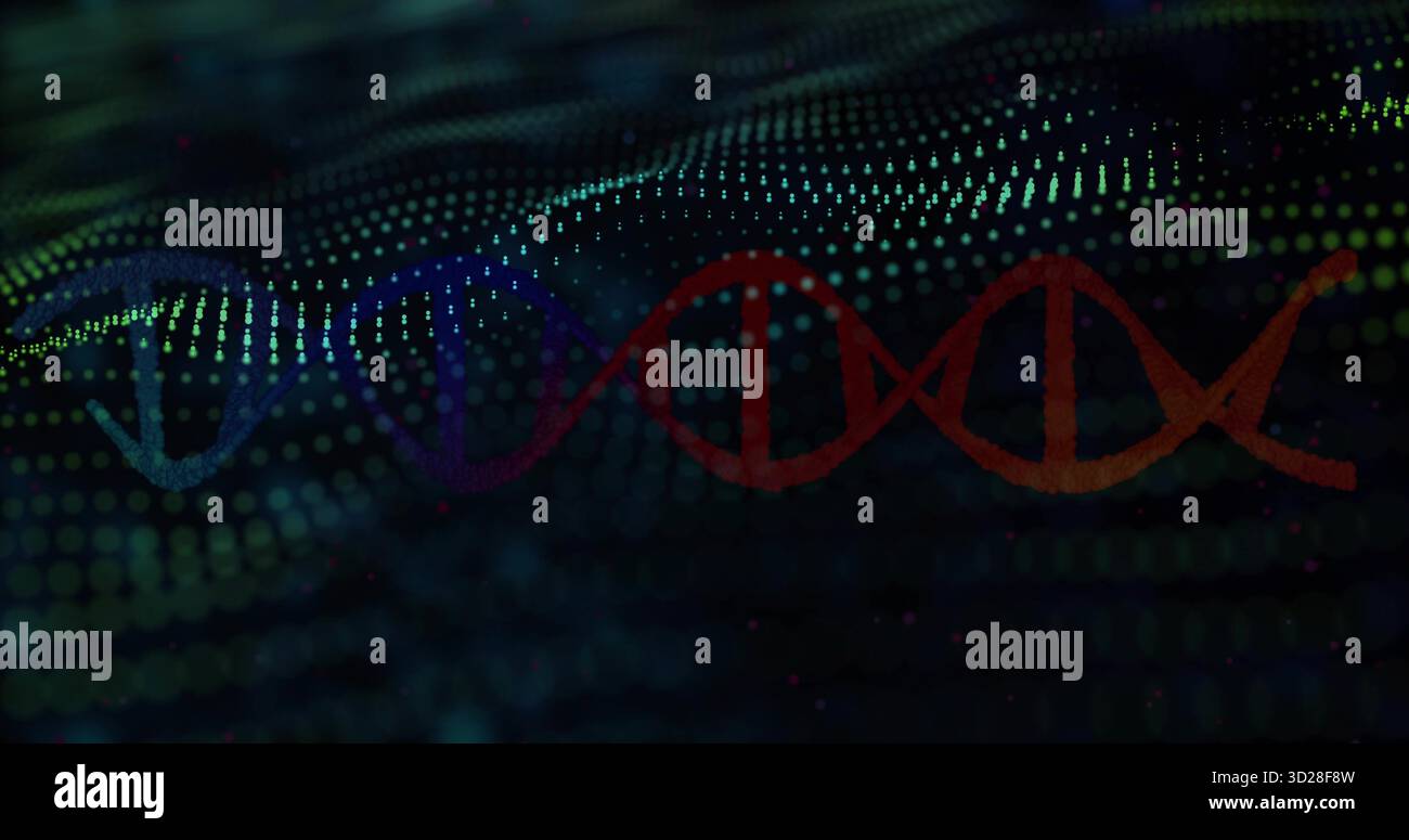 Displaying stylized DNA double helix blending into data visualization ...