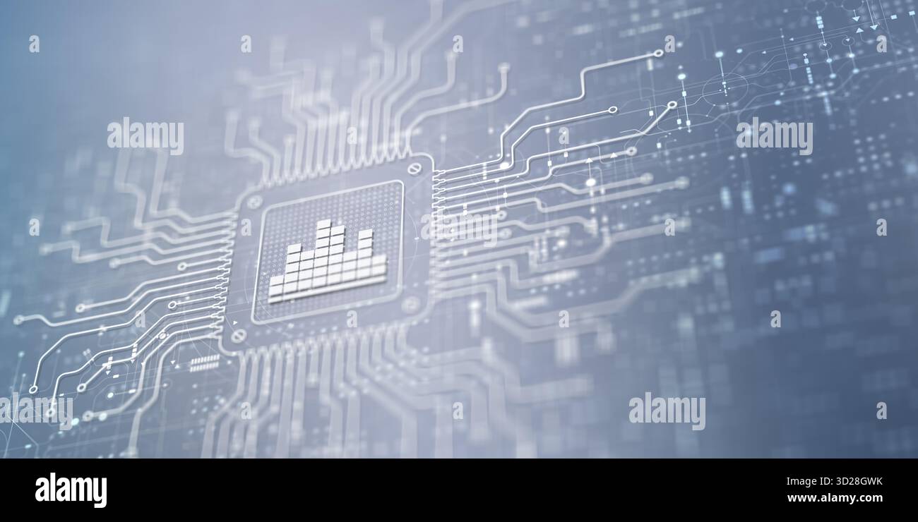Analysis Systematic Evaluation Illustrated on a Processor. Stock Photo