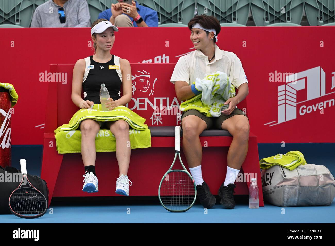Thailand tennis player Peangtarn Plipuech and Japanese tennis player Momoko Kobori during a match at the Hong Kong Tennis Open on October 31, 2025 in Hong Kong. (Photo by Kobe Li/Nexpher Images/Sipa USA) Credit: Sipa USA/Alamy Live News Stock Photo