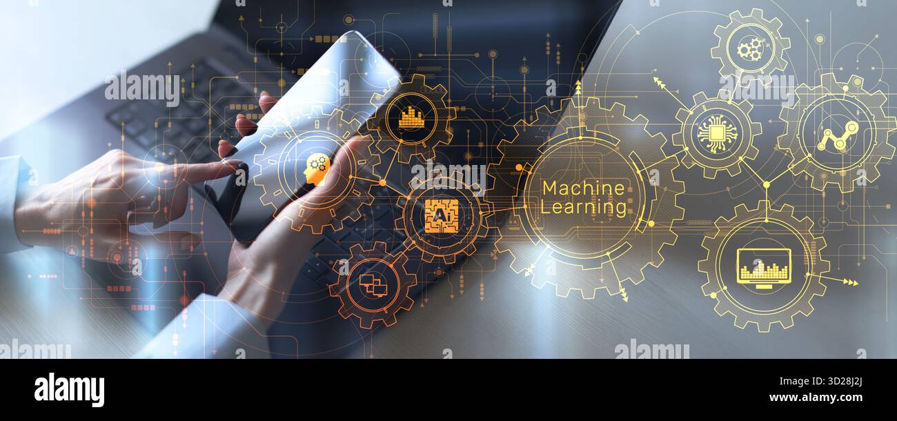 Machine Learning Concept: Empowering Data-Driven Insights Through Algorithms. Stock Photo