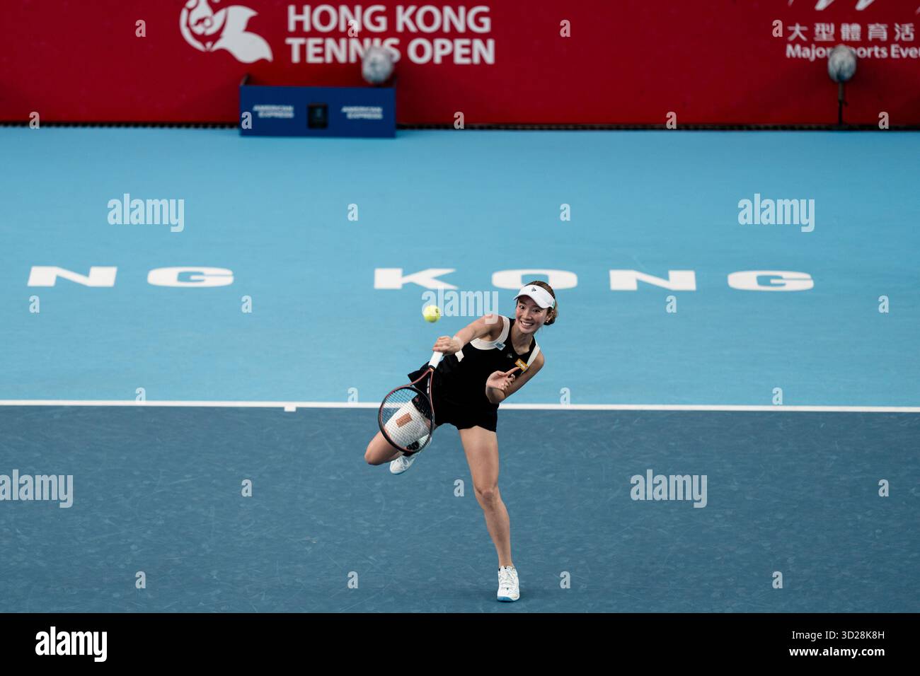 Momoko Kobori of Japan and Peangtarn Plipuech of Thailand play against Kamilla Rakhimova and Aliaksandra Sasnovich of Russiaduring WTA250 Prudential Hong Kong Open 2025 in Victoria Park, Hong Kong Stock Photo
