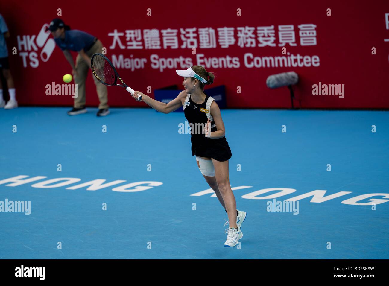 Momoko Kobori of Japan and Peangtarn Plipuech of Thailand play against Kamilla Rakhimova and Aliaksandra Sasnovich of Russiaduring WTA250 Prudential Hong Kong Open 2025 in Victoria Park, Hong Kong Stock Photo