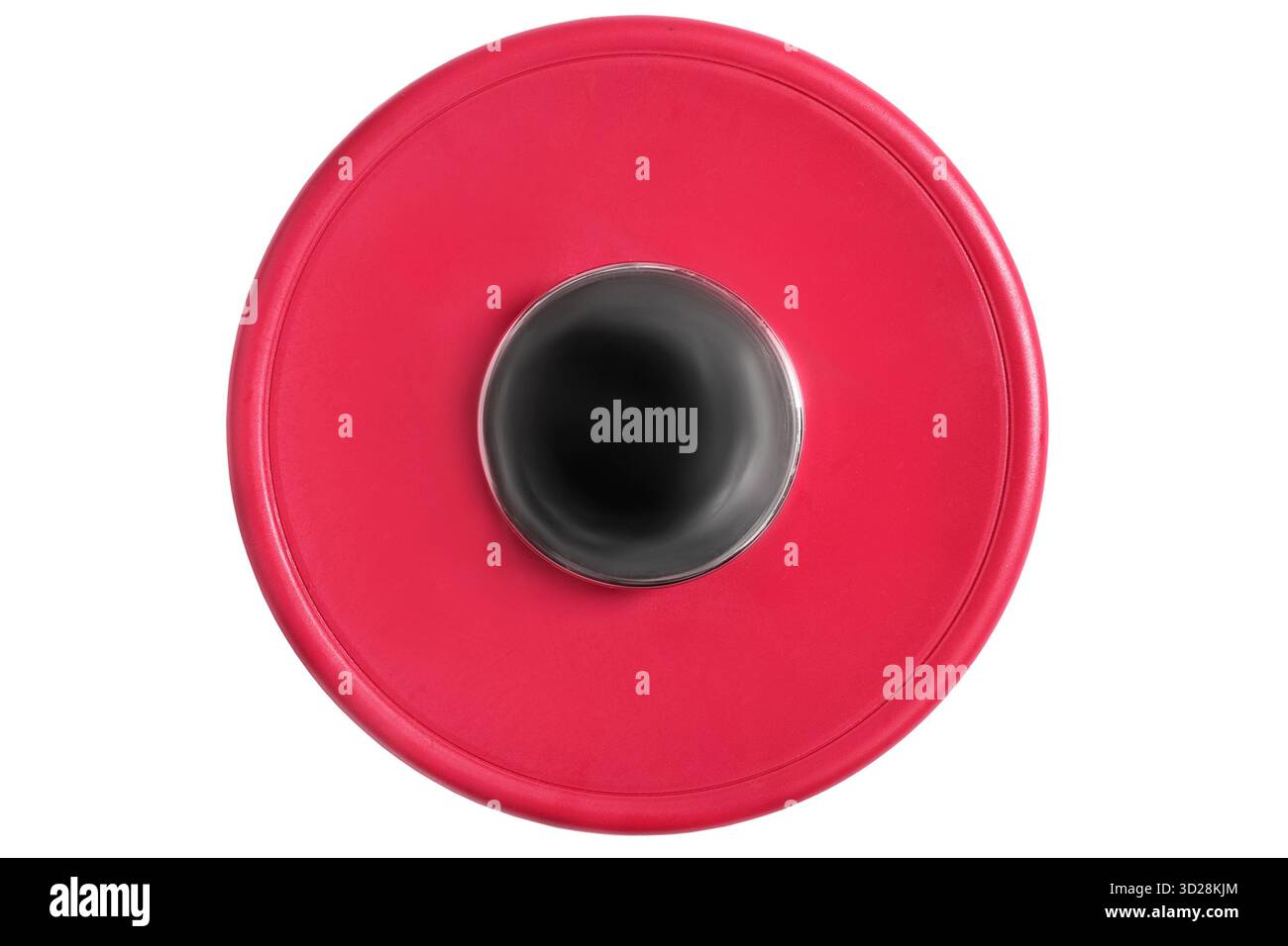 Red round plastic lid isolated on white background Stock Photo