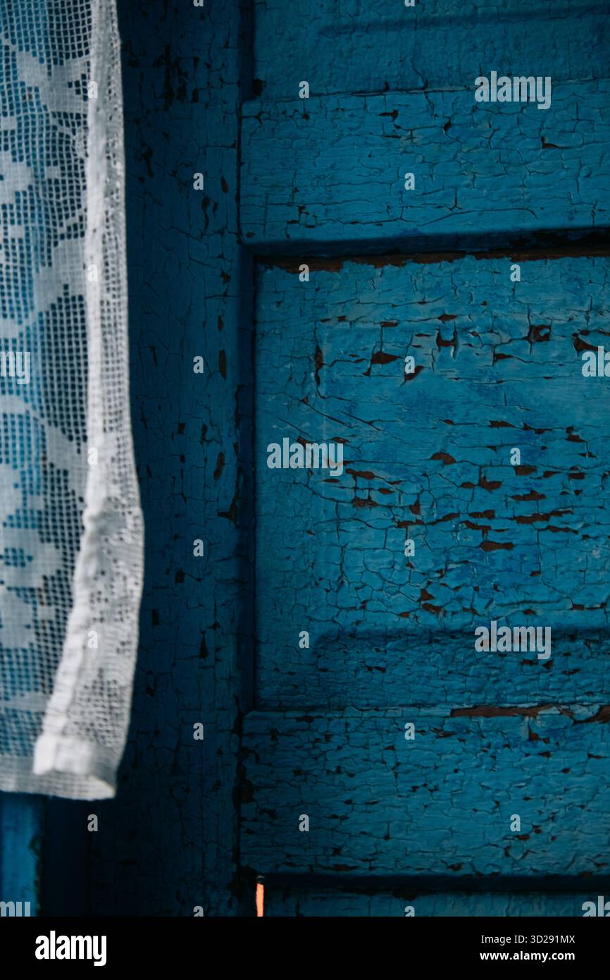 Vintage cracked blue painted surface Stock Photo