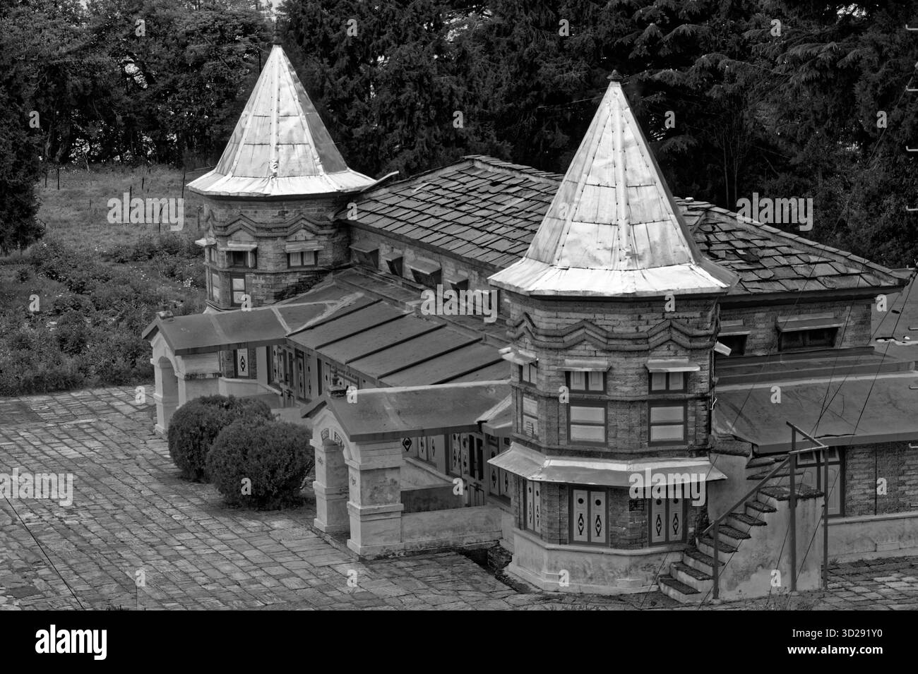 Black and white photo of Narayan Ashram Temple in district Pithoragarh ...