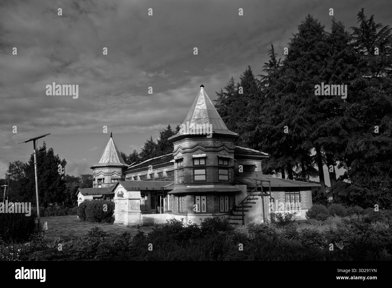 Black and white photo of Narayan Ashram Temple in district Pithoragarh ...