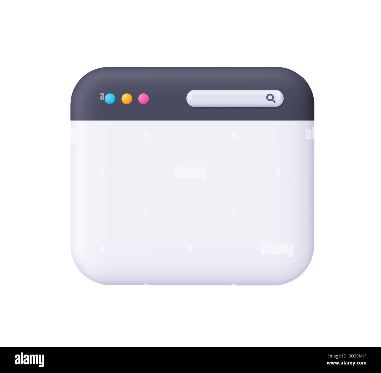 Black and white website page, browser window with tab and search bar. User interface, computer software, web development concept. 3d vector icon. Cart Stock Vector