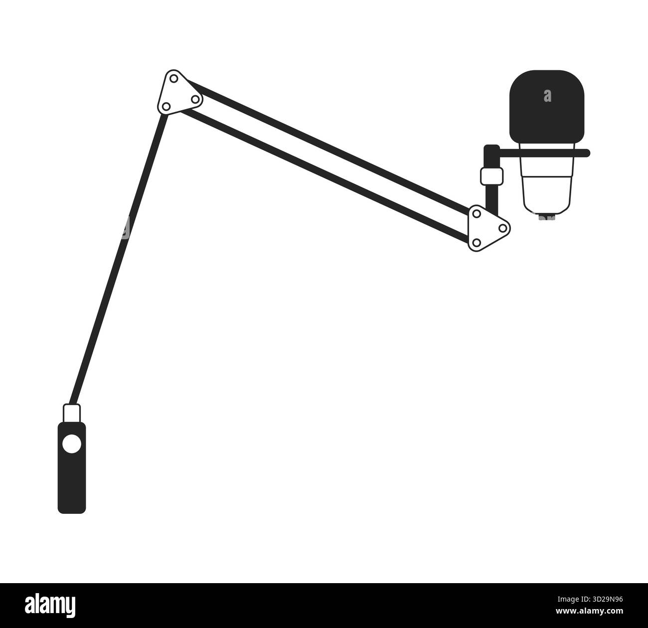 Professional boom arm microphone setup 2D line object Stock Vector