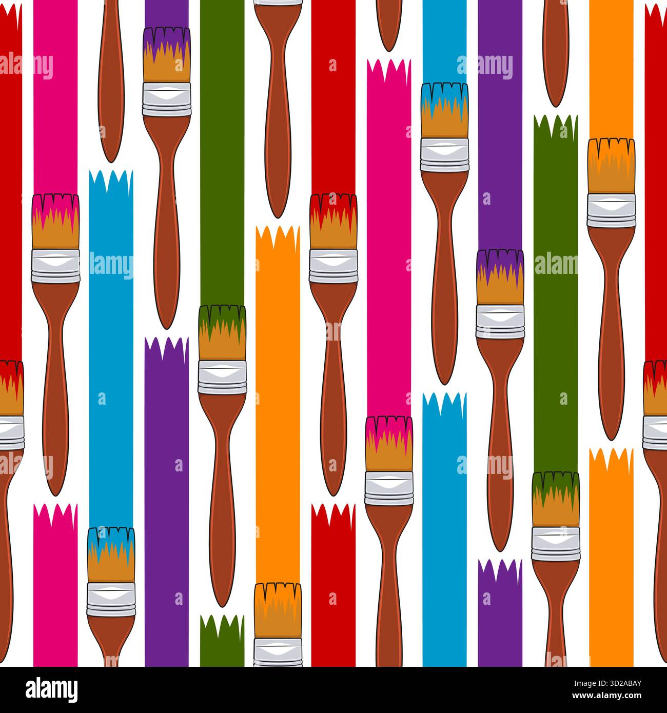 Seamless pattern with brushes for painting. Colored vector background Stock Vector