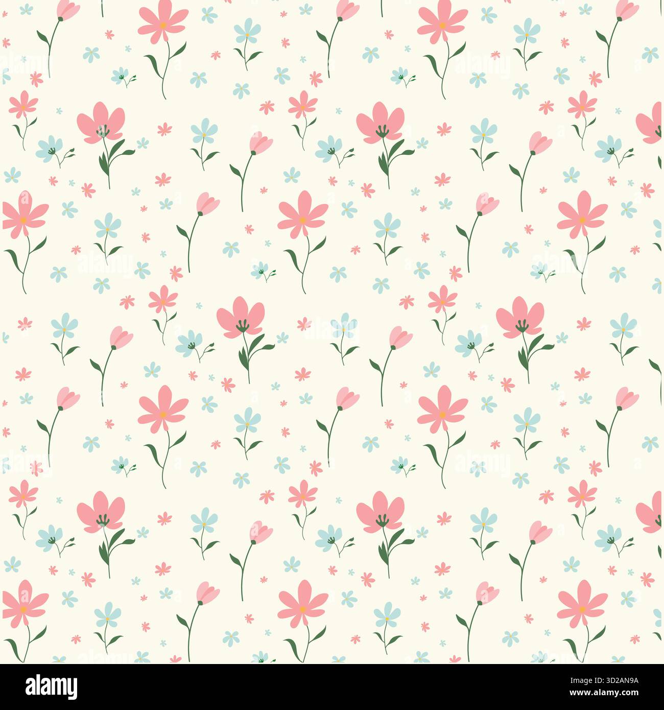 Seamless Floral Botanical Pattern on pastel Background Stock Vector