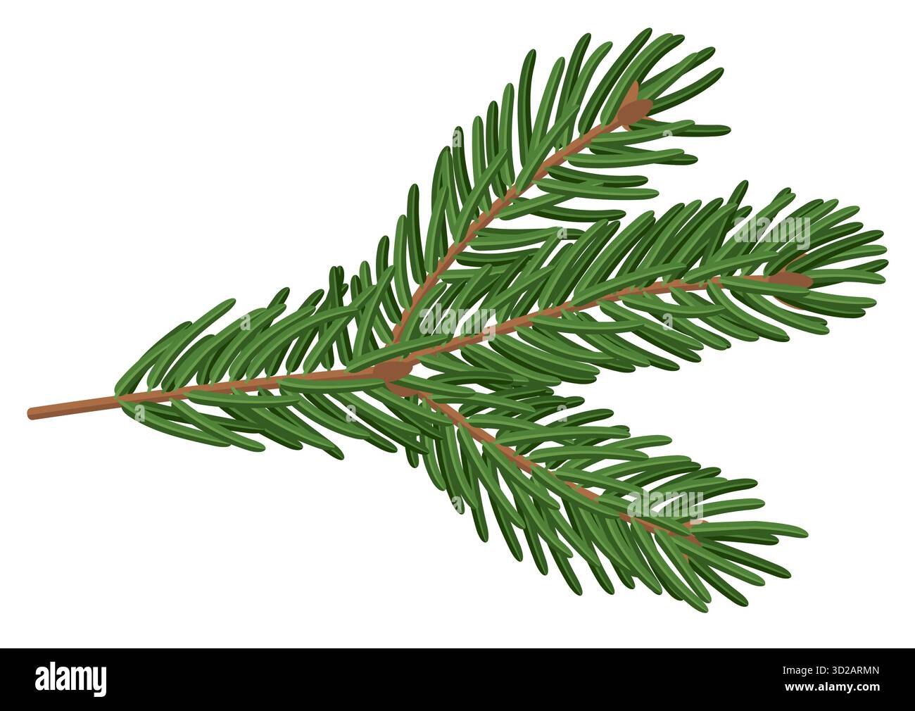 Fir tree twig. Winter holidays decoration. Stock Vector
