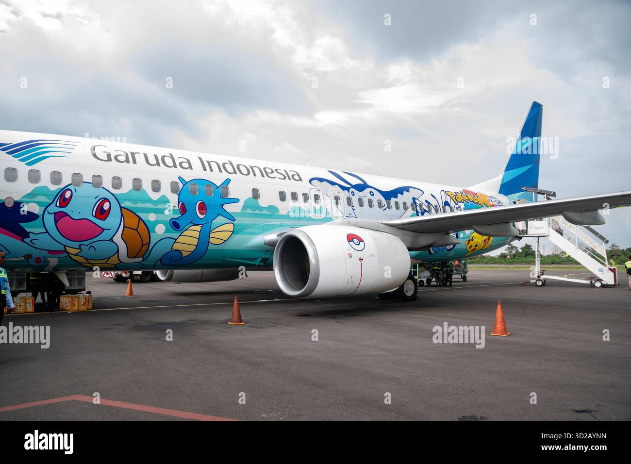 Garuda Indonesia plane with Pokemon livery, Boeing 737-8U3, on the