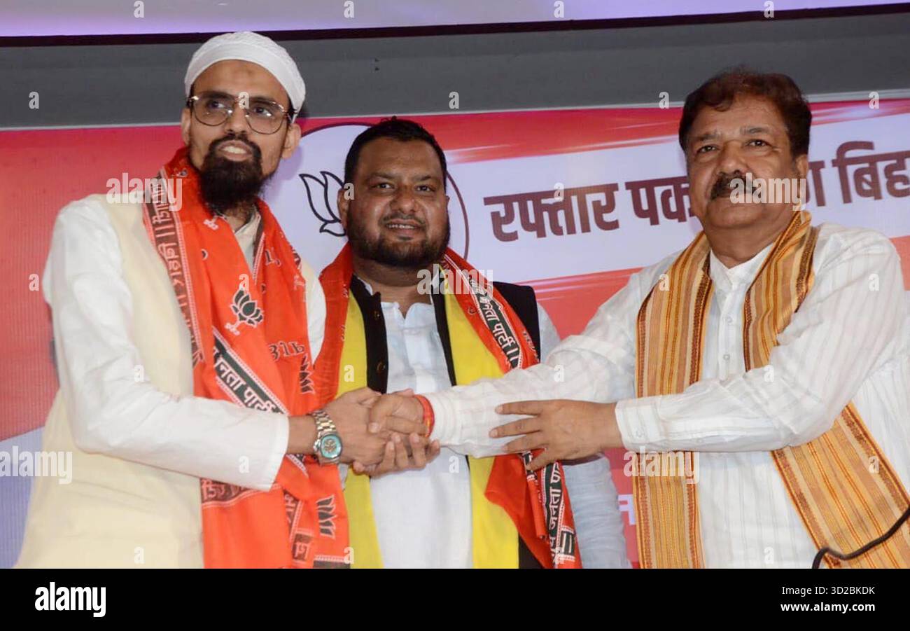 PATNA, INDIA - OCTOBER 31: Bihar BJP president Dilip Jaiswal presenting ...