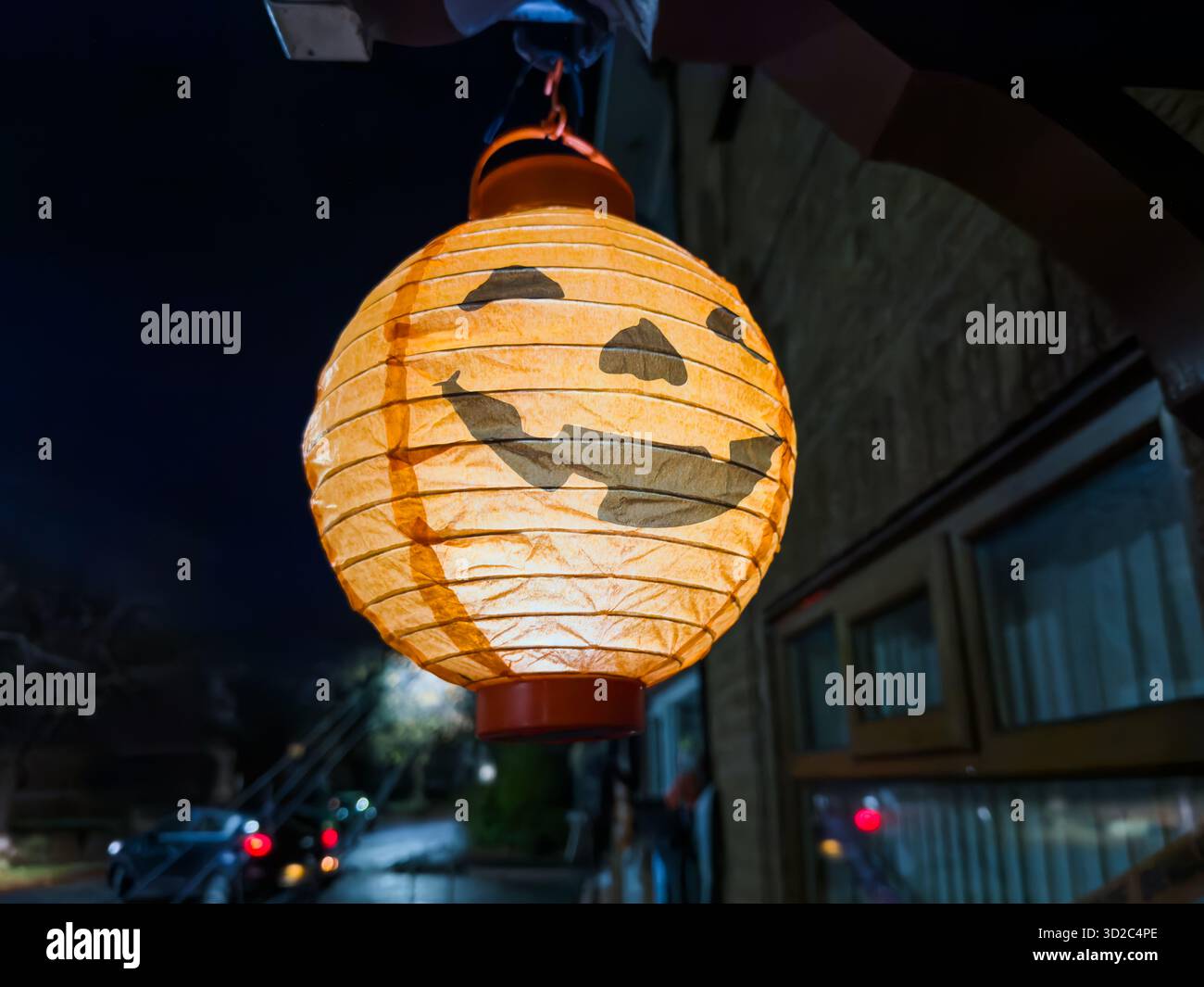 Halloween paper pumpkin lantern closeup - Smartphone Captured Stock Image