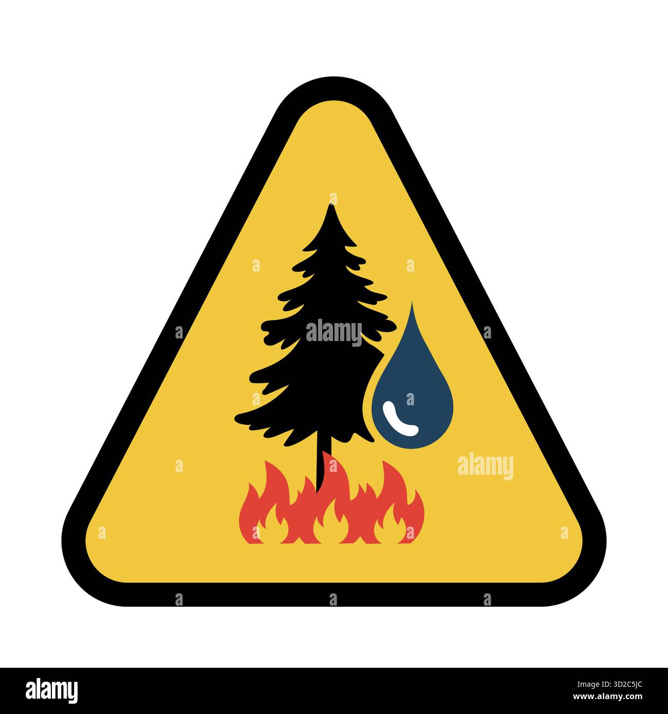 Wildfire warning sign. Forest fire vector. Caution danger symbol. Flame emergency element. Stock Vector