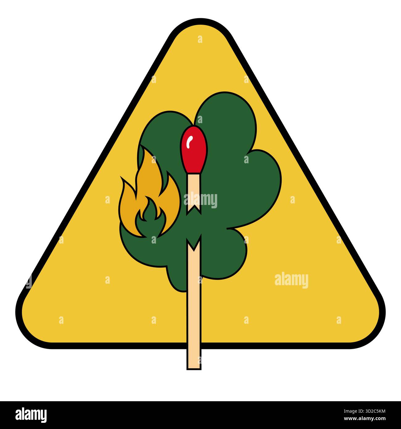 Match warning sign. Fire safety vector. Caution triangle symbol ...
