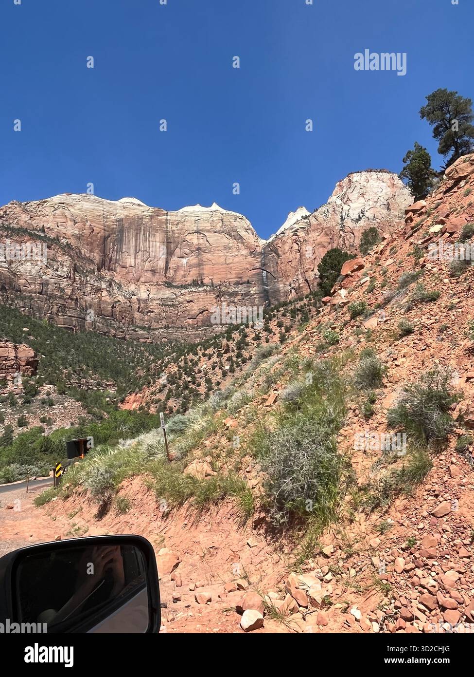 Scenic red rock formations in Zion National Park, Utah, USA - Smartphone Captured Stock Image