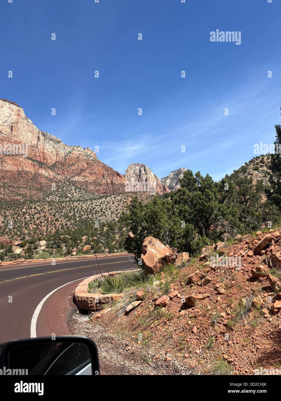 Scenic red rock formations in Zion National Park, Utah, USA - Smartphone Captured Stock Image