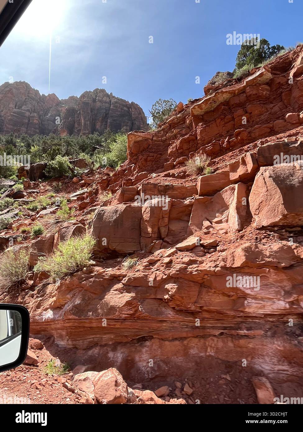 Scenic red rock formations in Zion National Park, Utah, USA - Smartphone Captured Stock Image