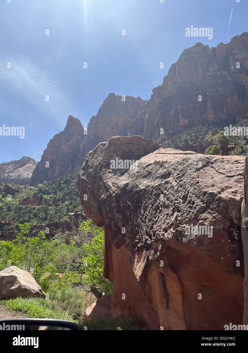 Scenic red rock formations in Zion National Park, Utah, USA - Smartphone Captured Stock Image