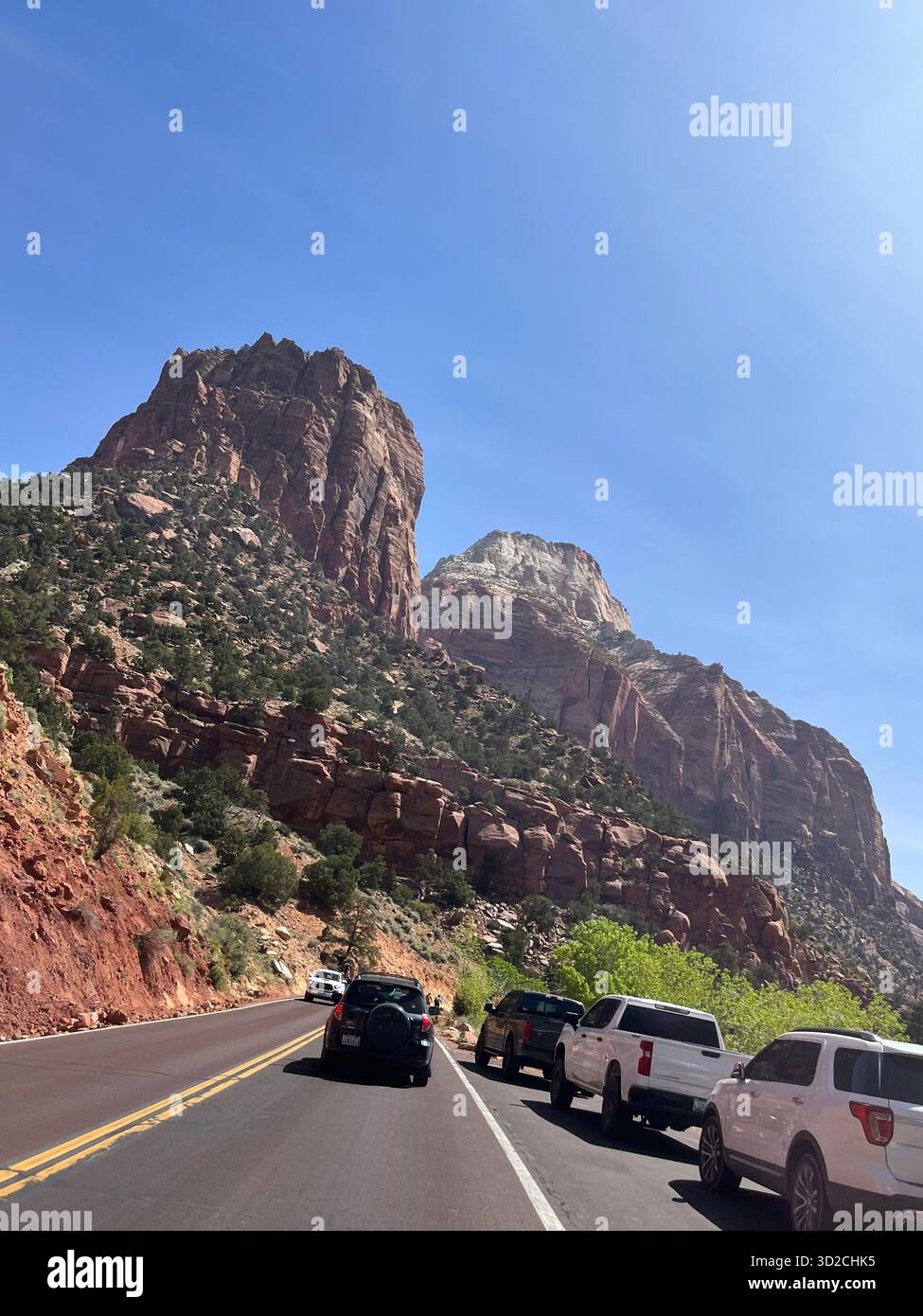 Scenic red rock formations in Zion National Park, Utah, USA - Smartphone Captured Stock Image