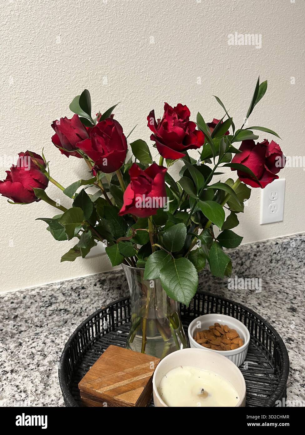 A bouquet of roses and hydrangeas in pink and purple tones A bouquet of roses and hydrangeas in pink and purple tones - Smartphone Captured Stock Image