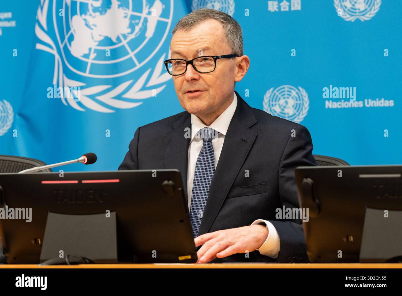 New York, United States. 31st Oct, 2025. Ambassador Jürg Lauber, President of the Human Rights Council speaks to the press at UN Headquarters. (Photo by Lev Radin/Pacific Press) Credit: Pacific Press Media Production Corp./Alamy Live News Stock Photo