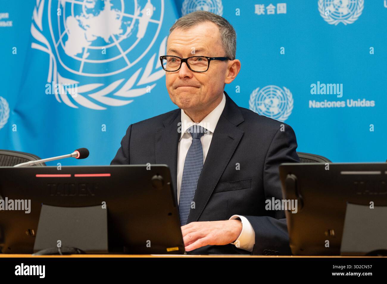 New York, United States. 31st Oct, 2025. Ambassador Jürg Lauber, President of the Human Rights Council speaks to the press at UN Headquarters. (Photo by Lev Radin/Pacific Press) Credit: Pacific Press Media Production Corp./Alamy Live News Stock Photo