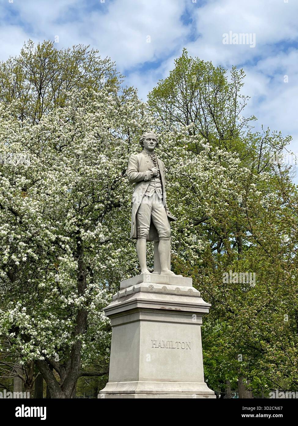 The Alexander Hamilton Statue stands in Central Park, a tribute to the visionary statesman and architect of the U.S. financial system. - Smartphone Captured Stock Image