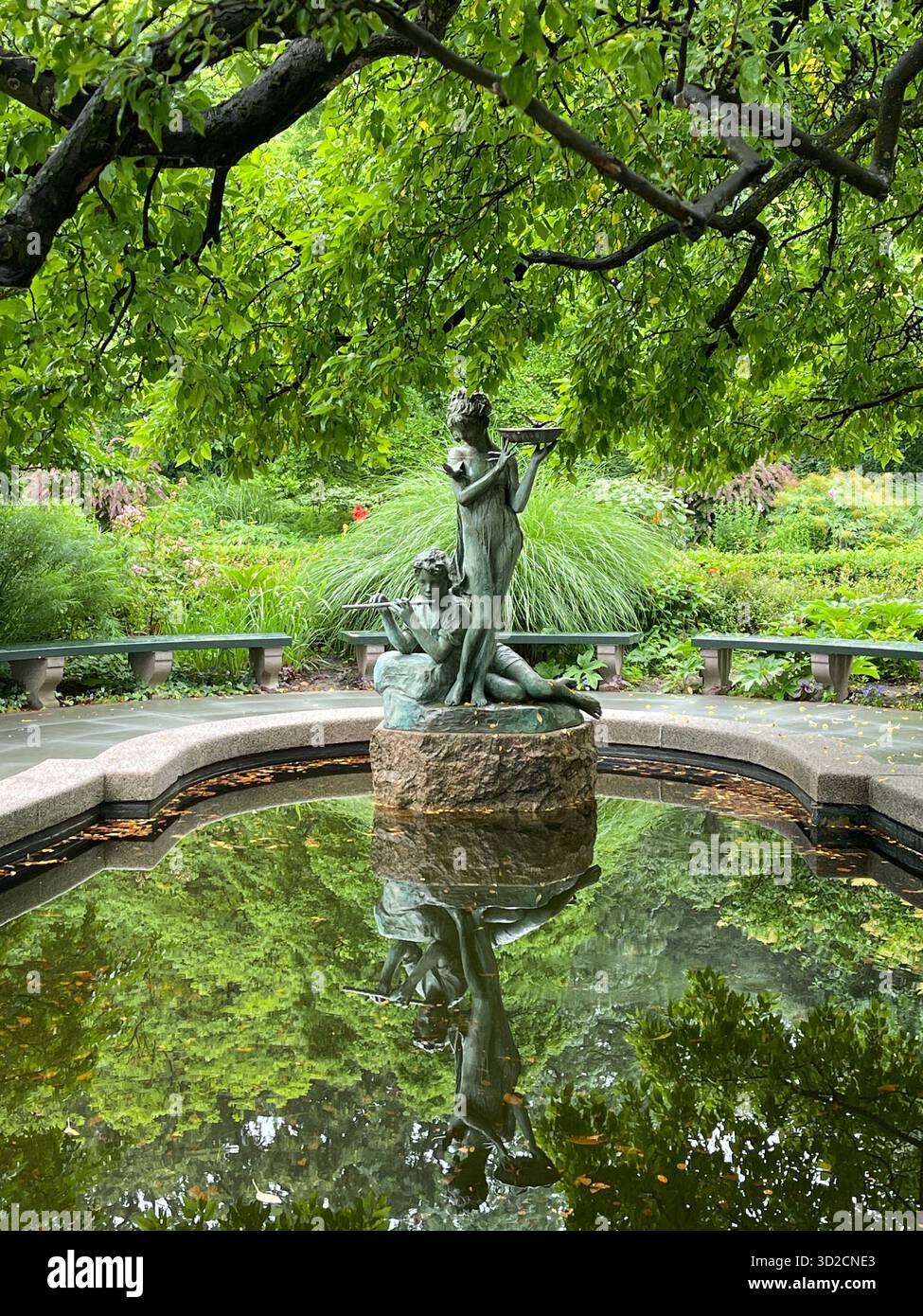 The Burnett Fountain in Central Park’s Conservatory Garden - Smartphone Captured Stock Image