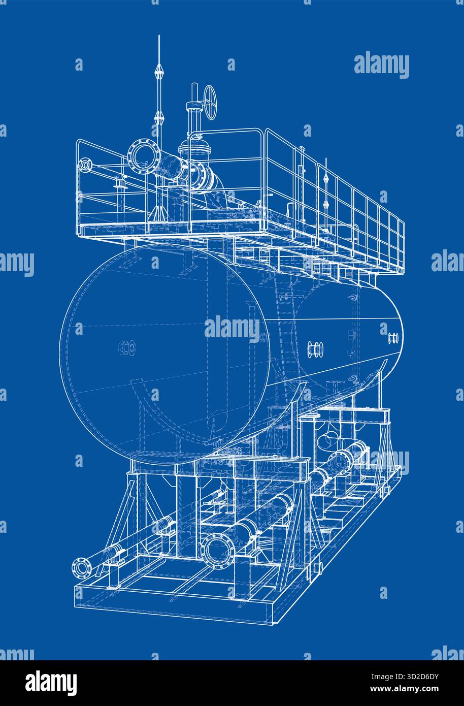 Industrial Tank Blueprint on Blue. Vector Stock Vector Image & Art - Alamy