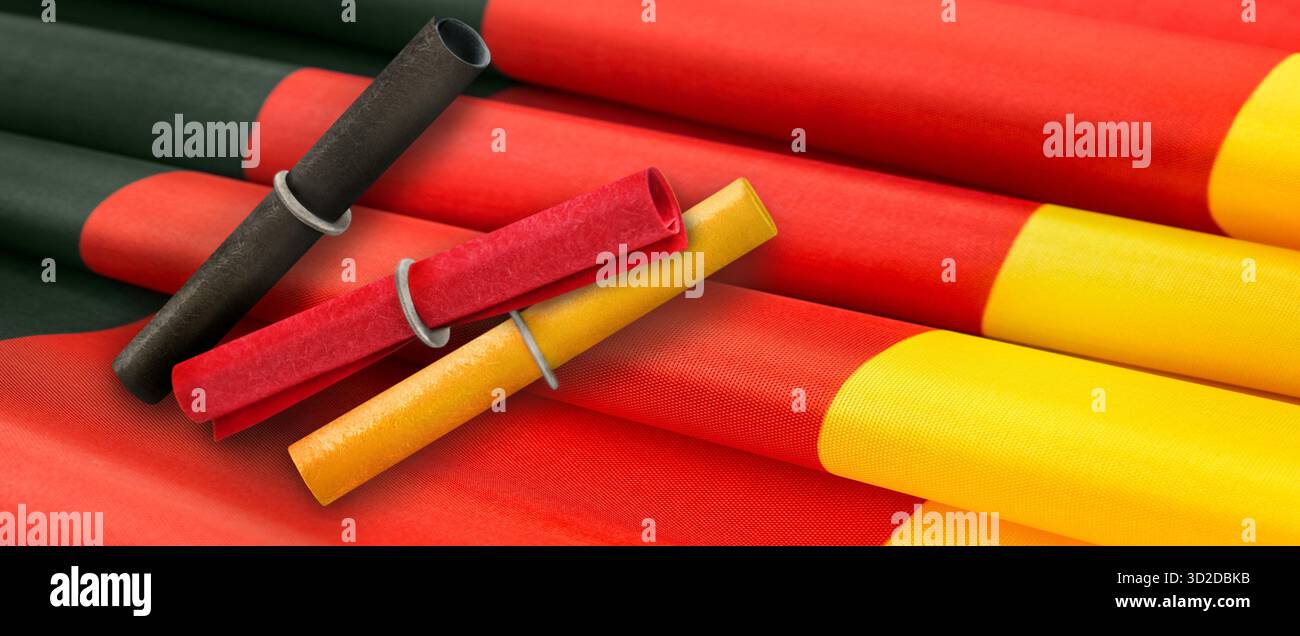 Deutsche Flagge und 3 Lose schwarz rot gold Stock Photo