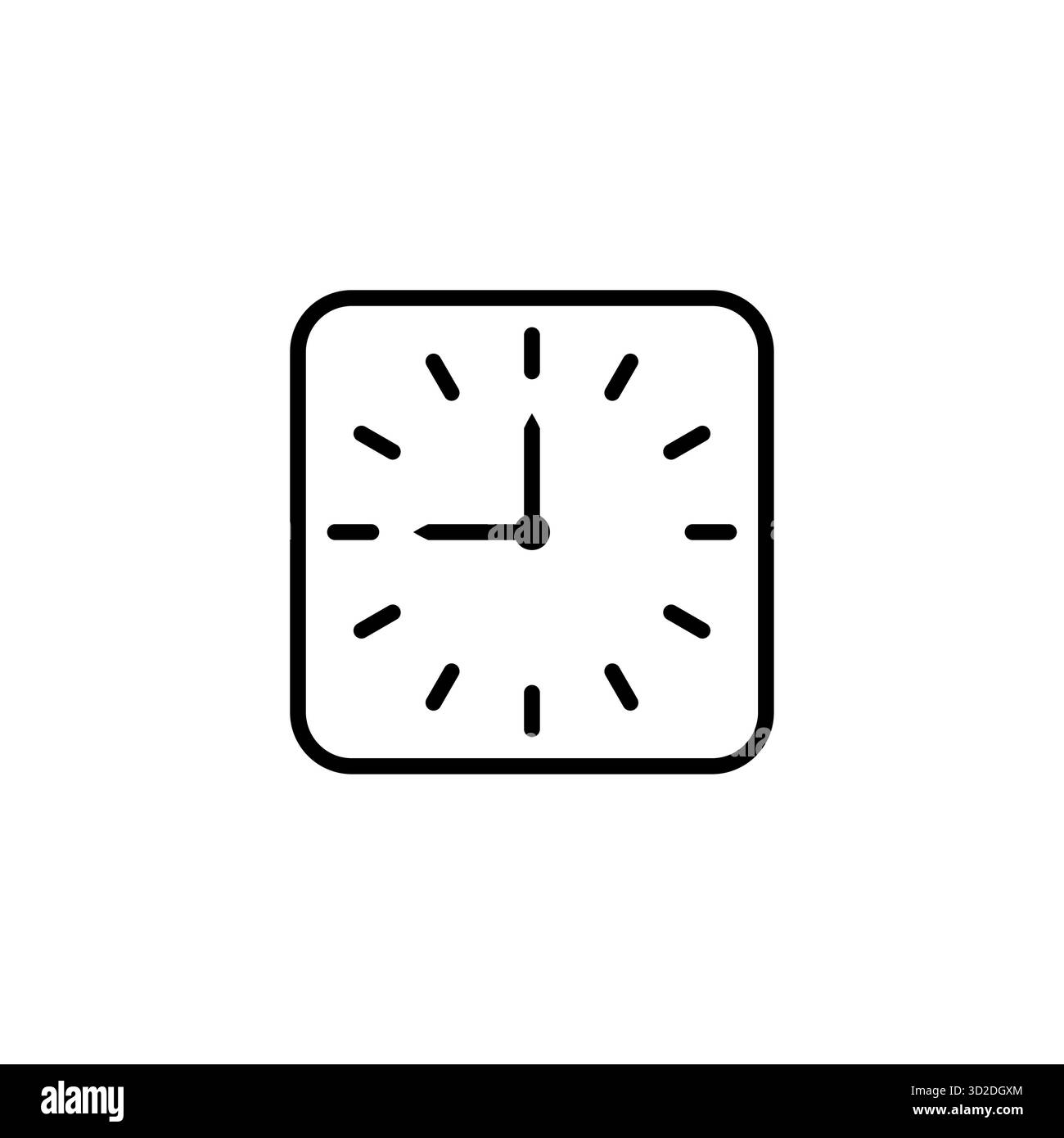 Time clock square vector icon isolated on white background representing ...