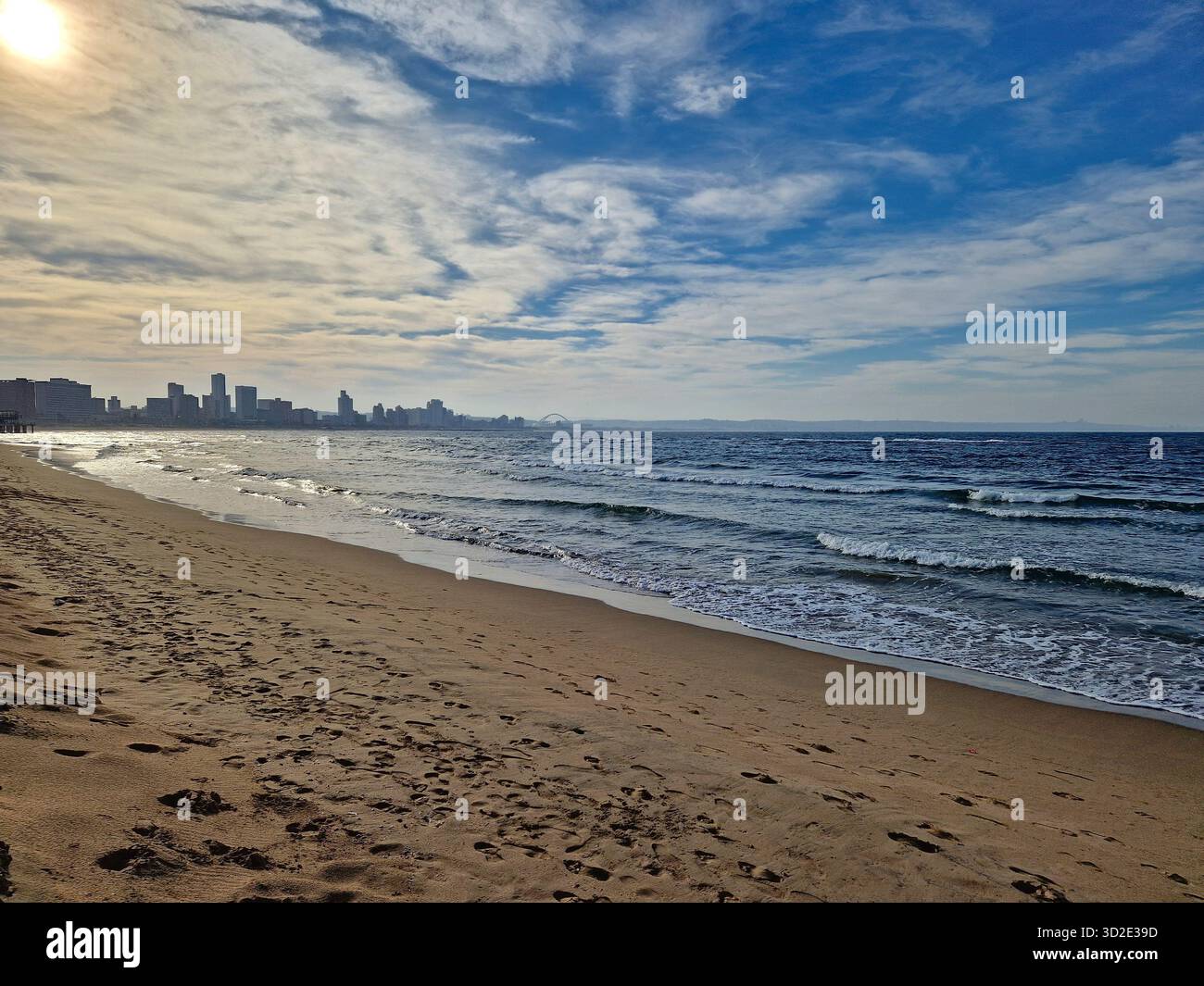 Durban skyline from South Beach at golden hour, South Africa. - Smartphone Captured Stock Image