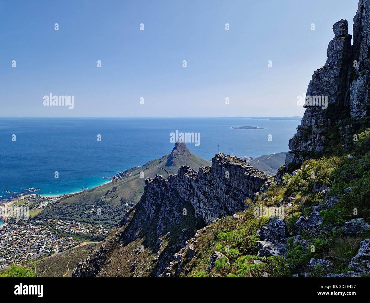 Hiking the India Venster trail overlooking Lion's Head, Cape Town, South Africa. - Smartphone Captured Stock Image