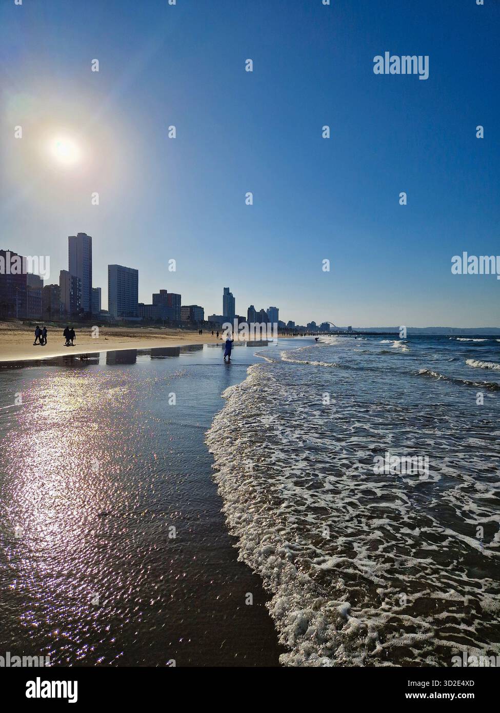 Durban Cityscape and Beach View, KwaZulu-Natal, South Africa - Smartphone Captured Stock Image