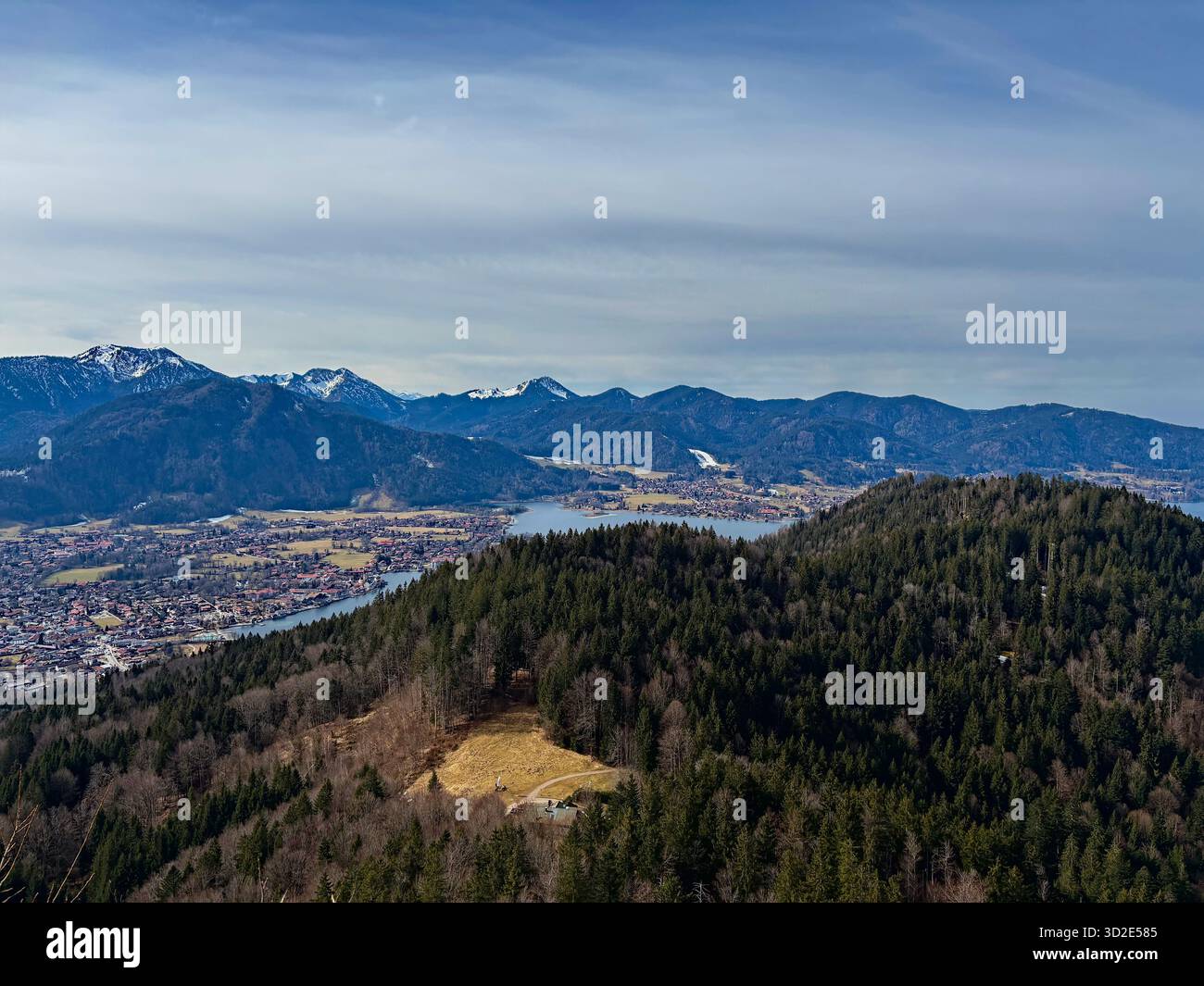 Panoramic travel destination: Lake Tegernsee in the German Alps, Bavaria, Germany. - Smartphone Captured Stock Image