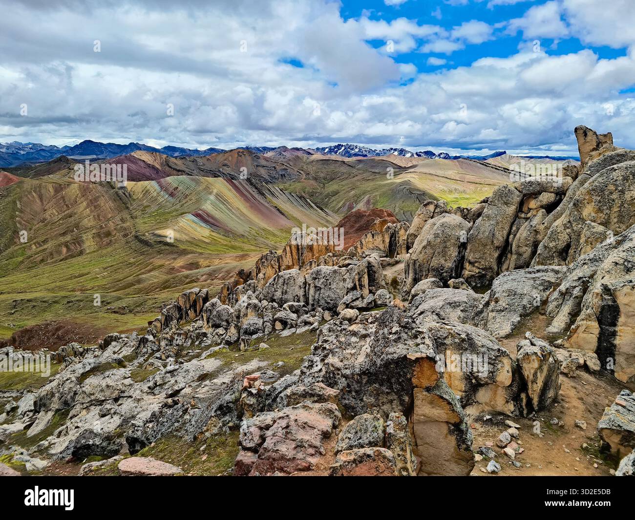 Scenic view from Palccoyo's Stone Forest, Cusco, Peru. - Smartphone Captured Stock Image