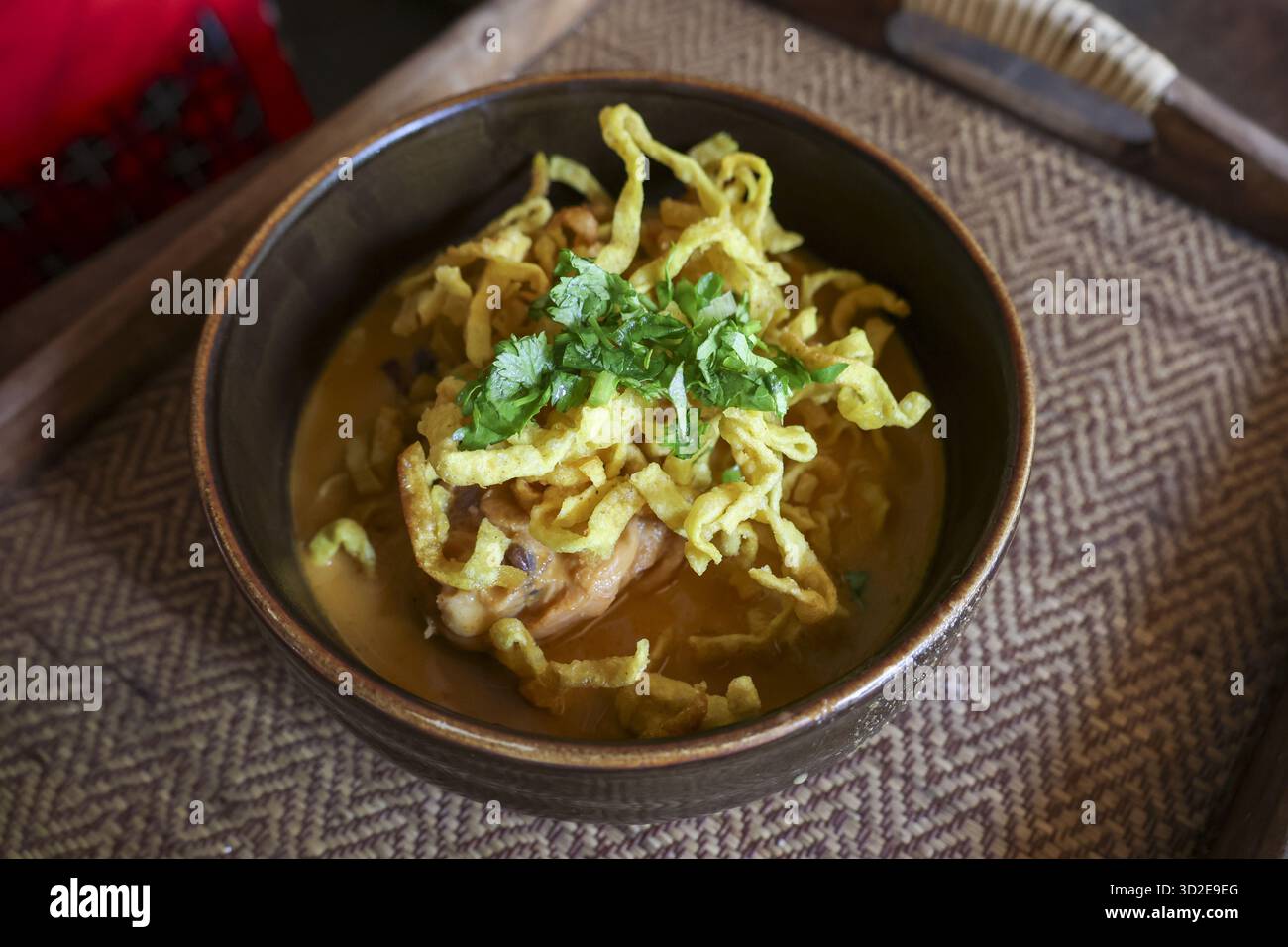Authentic Khao Soi, traditional Thai food noodle soup with coconut ...