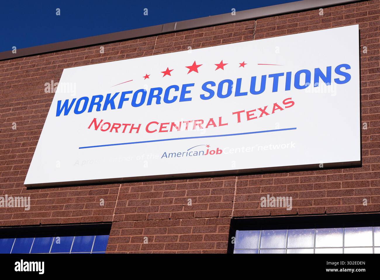 Work In Texas Sign The sign on the exterior of the Workforce Solutions of North Central ...